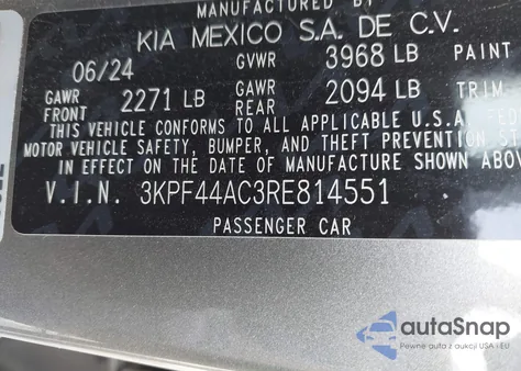 2024 Kia Forte Gt from USA, damaged, VIN 3KPF44AC3RE814551